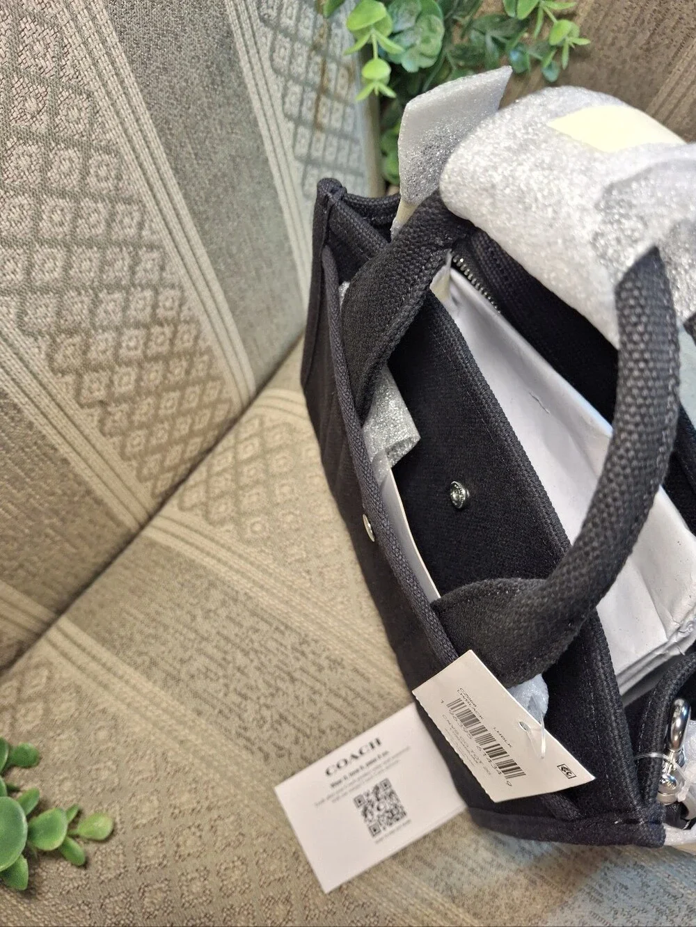 Coach Mini Cargo Tote In Black Canvas